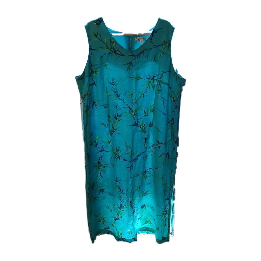 Dressbarn Woman Vintage 24w Sheath Dress Back Slit Blue Floral